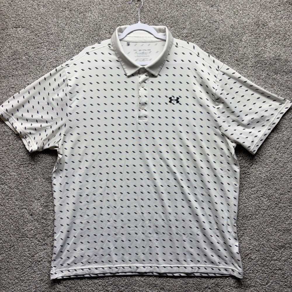Under Armour Shirt Mens 3XL White The Playoff Polo All Over Geometric Print Race